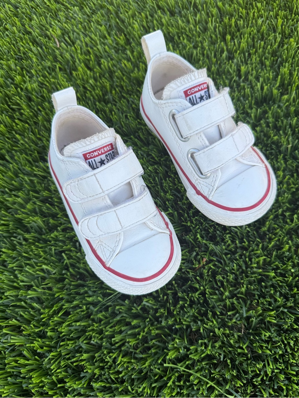 Converse Kids leather White Sneakers with Velcro